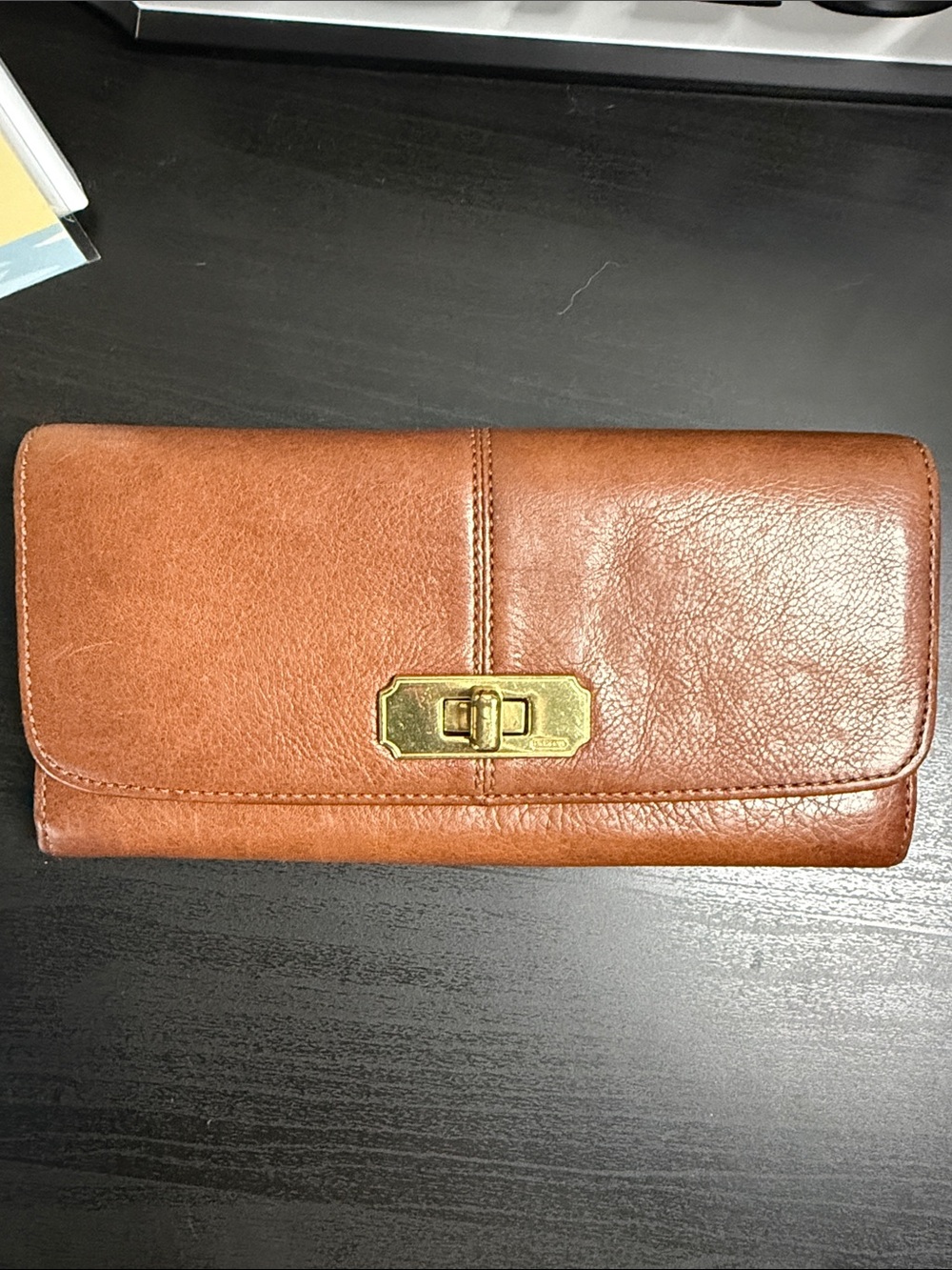 Coach Brown Leather Turnlock Wallet